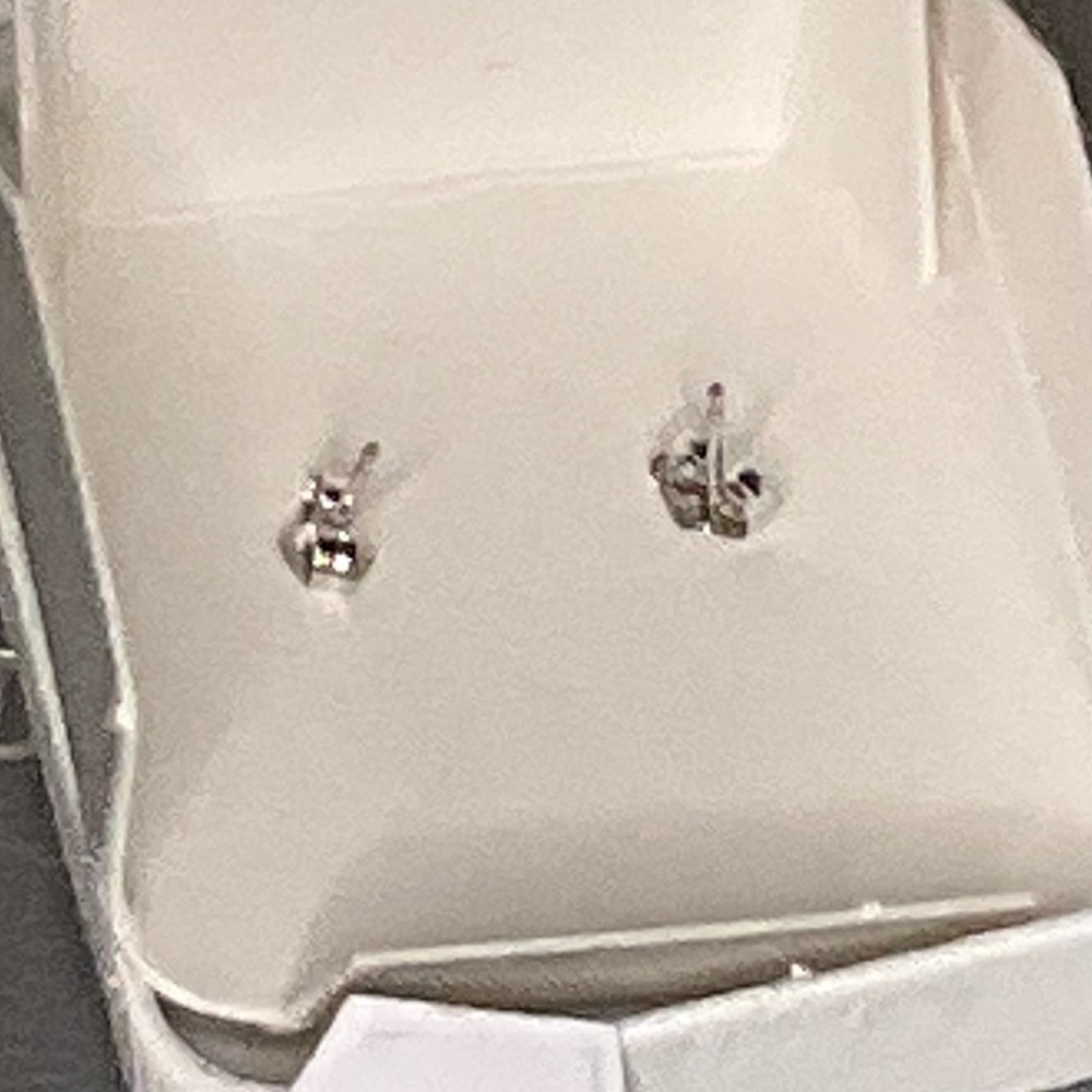 Diamond Solitaire Earrings - Picture 5 of 5